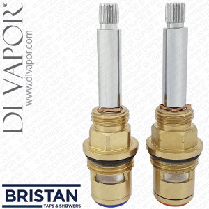 Bristan Renaissance 99064XC02S Cartridge Spare Cold & Hot (Pair) - Chrome Stem - Quarter turn