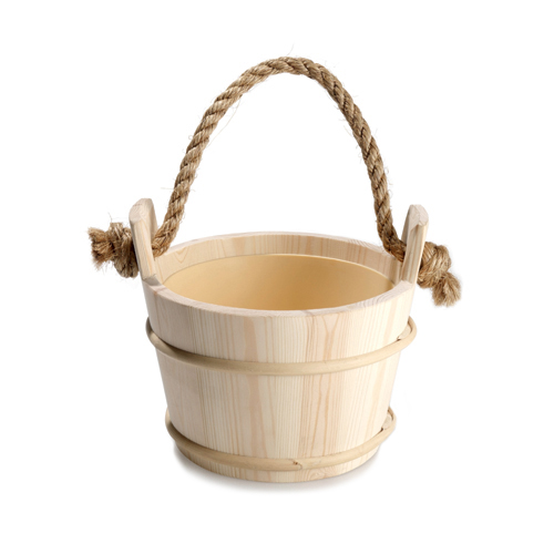 Tylo Wooden Sauna Water Bucket with Rope Handle