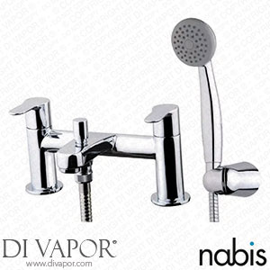 Nabis A05026 Corda Two Tap Hole Bath/Shower Mixer Tap and Kit Chrome Spare Parts