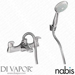 Nabis A05403 Alia Deck Mounted 3/4-Turn Bath Filler Mixer Tap with Ceramic Disc/Shower Hose/Handset and Bracket Spare Parts