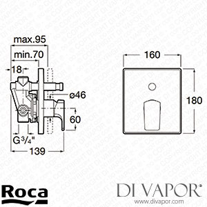 Roca 1/2 Built-In Bath-Shower Mixer with Automatic Diverter (A5A0B01C00) Spare Parts