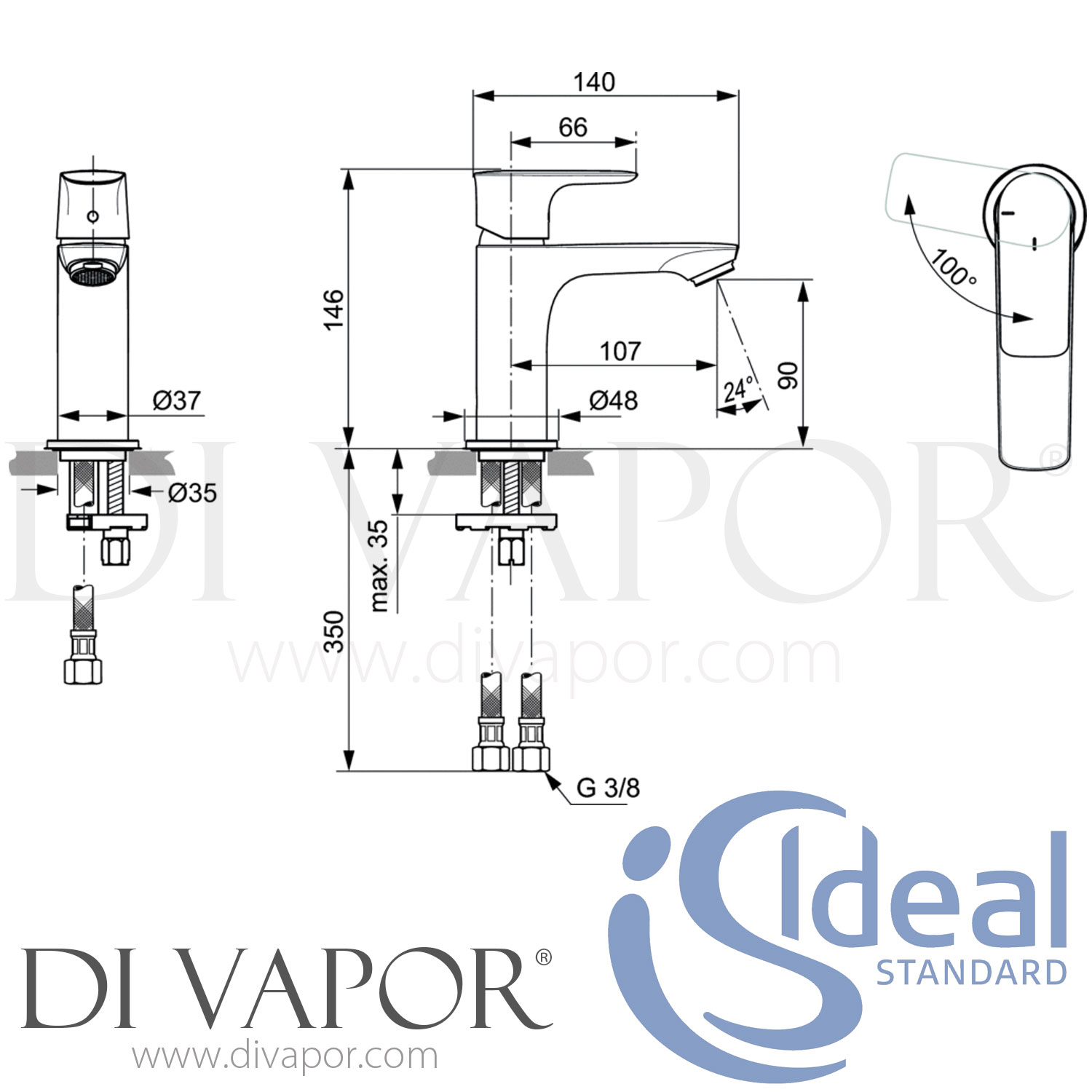 Ideal Standard A7011A2 Connect Air | Concept Air Basin Mixer Bluestart ...