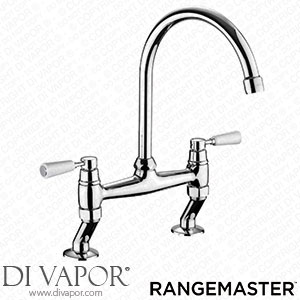 Rangemaster Traditional Dual Lever Bridge Kitchen Tap with White Handles - AGA044 Spare Parts