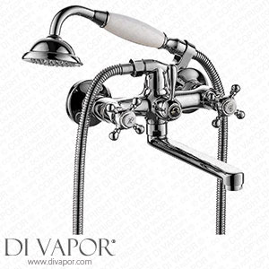 DASHADAO Bathtub Tap Wall Mounted Bath Tap with Handheld Shower Tub Mixer Tap Set Double Cross Handle Tub Filler Telephone Shaped Handheld Sprayer Shower Set titanium gold Spare Parts