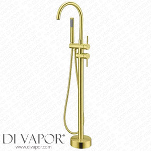 DASHADAO Modern Freestanding Bathtub Tap Brass Floor Mount with Hand Shower Tap Bathtub Tap with Shower Handheld Shower Mixer Tap 360? Filler Spout Bath Cold and Hot Mixer Brushed Go Spare Parts