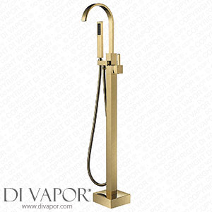 GTYT Freestanding Bathtub Tap Brushed Gold Floor Mount Tub Filler Brass Freestanding Bath Tap with Handheld Shower and 360? Swivel Spout Type D2 Spare Parts