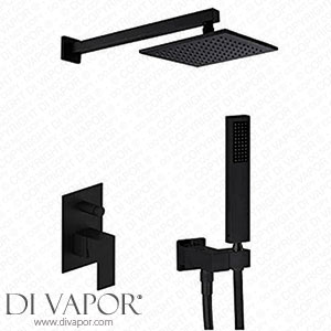 DASHADAO Shower System Wall Mount Black Bathroom Luxury Rain Mixer Shower Combo Set with 8-12 Brass Square Shower Head and Handheld Shower Ceramic Valve Shower Set for Suitable Bathroom Spare Parts