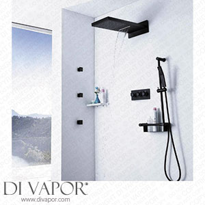 GTYT Shower System Hidden Bathroom Black Shower Set Fly-rain Shower top Spray Brass Shower Valve Body 550mm Shower Beautiful Practical Spare Parts