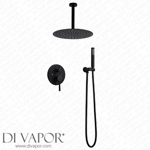 GTYT Shower System Contemporary Matte Black 12 Ceiling Mounted Round Rainfall Shower with Hand Shower Wall Mount Shower Combo Set with Rough-in Pressure Balanced Valve Shower Set Spare Parts