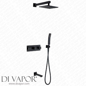 GTYT Shower System Wall Mounted Black Bath Shower Tap 8 inch Rain Shower Head Bathroom Shower Set Diverter Mixer Valve Shower System Luxury Shower Set Spare Parts