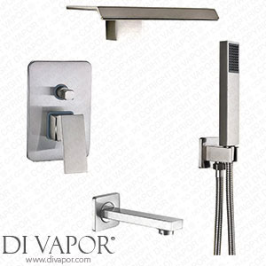 WDBBY Ceiling Mounted All Brass Waterfall Brushed Nickle Shower Tap Single Lever Concealed Shower Mixing Valve Tap Spare Parts