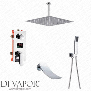 WDBBY Ceiling Mounted Big Rainfall 16 Shower Tap Set Single Lever Temperature Digital Display Concealed Shower Mixing Valve Tap (Size : 8 inch) Spare Parts