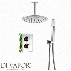 WDBBY Chrome Thermostatic Shower Tap Dual Handle Wall Mounted Shower Mixer Tap with Handshower Thermostatic Shower Mixer Valve (Color : A Size : 8 inch) Spare Parts