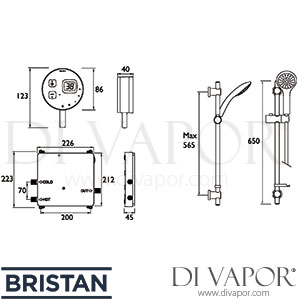 Bristan ARDE SHCAR B Artisan Evo Digital Thermostatic Mixer Shower with Adjustable Riser - Black - Shower Spare Parts