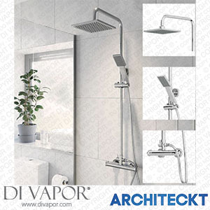 Architeckt ASHOWERMIX Bathroom Thermostatic Mixer Shower Set Square Chrome Twin Head Exposed Valve Spare Parts