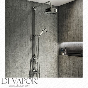 Arezzo Chrome Industrial Style Rigid Riser Kit with Diverter + Dual Exposed Shower Valve - AZISDUALERR Spare Parts