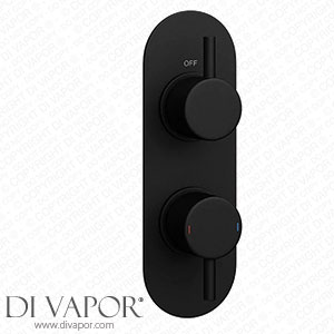 Arezzo Matt Black Round Twin Concealed Shower Valve w. Diverter + Oval Backplate - AZMBSVDR Spare Parts