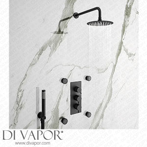 Arezzo Matt Black Round Concealed Triple Shower Valve with Diverter Handset Fixed Shower Head + 4 Body Jets - AZRDSV38HB Spare Parts