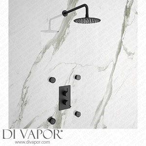 Arezzo Matt Black Round Shower System with Diverter Fixed Shower Head + 4 Body Jets - AZRDSV4BJ Spare Parts