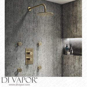 Arezzo Brushed Brass Round Shower System w. Diverter Fixed Head + 4 Body Jets (Oval Backplate) - AZRDSV4BJBBR Spare Parts