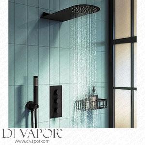 Arezzo Matt Black Round Triple Thermostatic Shower Pack w. Flat Fixed Head + Handset - AZSCVRP3 Spare Parts