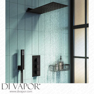 Arezzo Matt Black Square Triple Thermostatic Shower Pack w. Flat Fixed Head + Handset - AZSCVSP3 Spare Parts