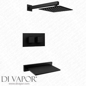 Arezzo Square Matt Black 2 Outlet Shower System (Fixed Shower Head + Slimline Waterfall Bath Spout) - AZSQ2SSA Spare Parts