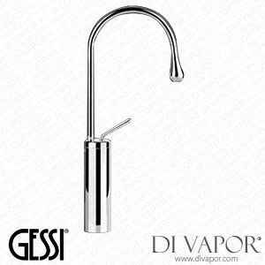 Gessi High Version Basin Mixer With Radius 90 Spout, Flexible Hoses With 3/8 Inch Connections, Without Waste (Art. 33608) Spare Parts