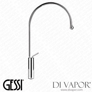 Gessi High Version Basin Mixer With Radius 197 Spout, Flexible Hoses With 3/8 Inch Connections, Without Waste (Art. 33610) Spare Parts