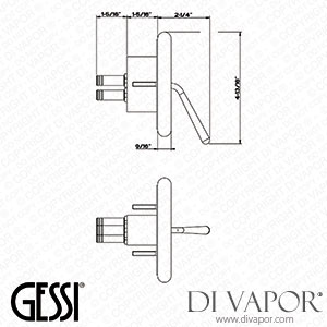 Gessi External Parts For Built-in Mixer, With 1/2 Inch Connections, ?35 Cartridge, One-way (Art. 33744) Spare Parts