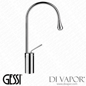 Gessi High Version Basin Mixer With Radius 90 Spout, Flexible Hoses With 3/8 Inch Connections, Without Waste (Art. 33805) Spare Parts