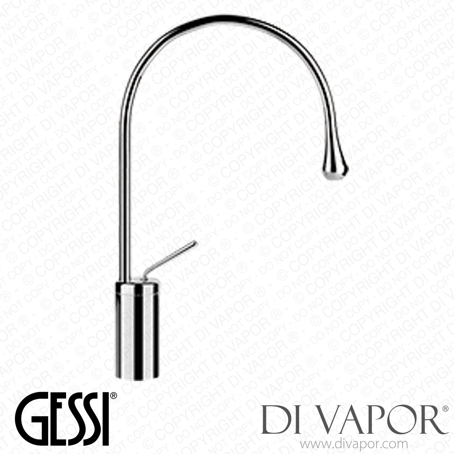 Gessi High Version Basin Mixer With Radius 125 Spout, Flexible Hoses With 3/8 Inch Connections, Without Waste (Art. 33806) Spare Parts