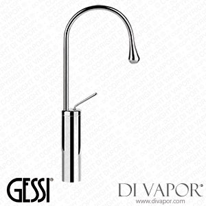 Gessi High Version Basin Mixer With Radius 90 Spout, Flexible Hoses With 3/8 Inch Connections, Without Waste (Art. 33809) Spare Parts