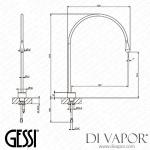 Gessi Basin Spout, Long Spout, Flexible Connections, Without Waste (Art. 33853) Spare Parts