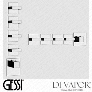 Gessi External Parts For Thermostatic High-capacity Built-in Part Mixer, 3/4 Inch Connections (Art. 43218) Spare Parts