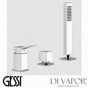 Gessi Three-holes Bath Mixer With Diverter In The Spout, 1,50 M Flexible Hose And Antilimestone Handshower (Art. 53043) Spare Parts