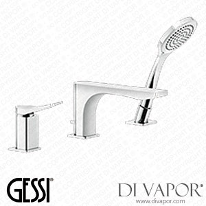 Gessi Three-hole Bath Mixer With Diverter In The Spout, 1,50 M Flexible Hose And Pull-out Antilimestone Handshower (Art. 59037) Spare Parts