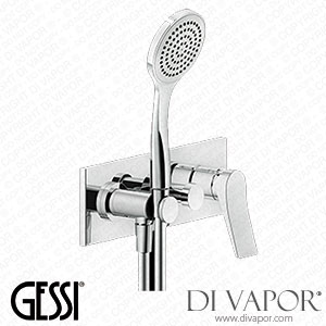 Gessi External Parts For Two-way Built-in Shower Mixer With Diverter, Water Outlet With 1/2 Inch Connection And Shower Hook (Art. 59140) Spare Parts