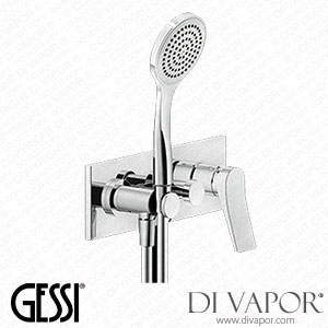 Gessi External Parts For Two-way Built-in Shower Mixer With Diverter, Water Outlet With 1/2 Inch Connection And Shower Hook (Art. 59141) Spare Parts