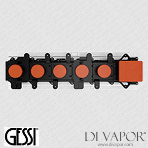 Gessi Built-in Part For Thermostatic Mixer For Four Simultaneous Functions, With 3/4 Inch Connections (Art. 63015) Spare Parts