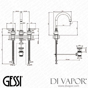 Gessi Three-hole Basin Mixer With Umbrella Spout, With Flexible Hoses (Art. 65015) Spare Parts