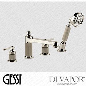 Gessi Four-holes Bath Mixer With Diverter, Tub-filler Spout, 1,50 M Flexible Hose, Antilimestone Handshower (Art. 65045) Spare Parts