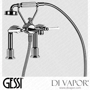 Gessi Two-hole Bath Mixer With Supports, Spout, 1,50 M Flexible Hose And Antilimestone Handshower (Art. 65115) Spare Parts