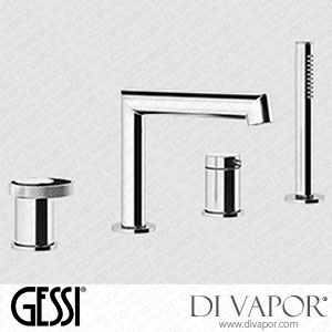 Gessi Four-holes Bath Mixer With Diverter, Tub-filler Spout And 1,50 M Flexible Hose And Antilimestone Handshower (Art. 63337) Spare Parts