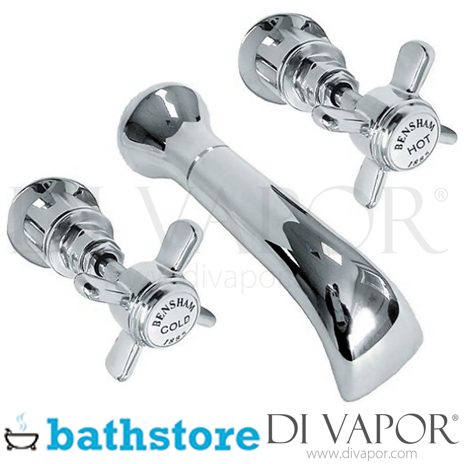 Bathstore Bensham Chrome 3 Hole Wall Mounted Bath Taps Spare Parts - B ...