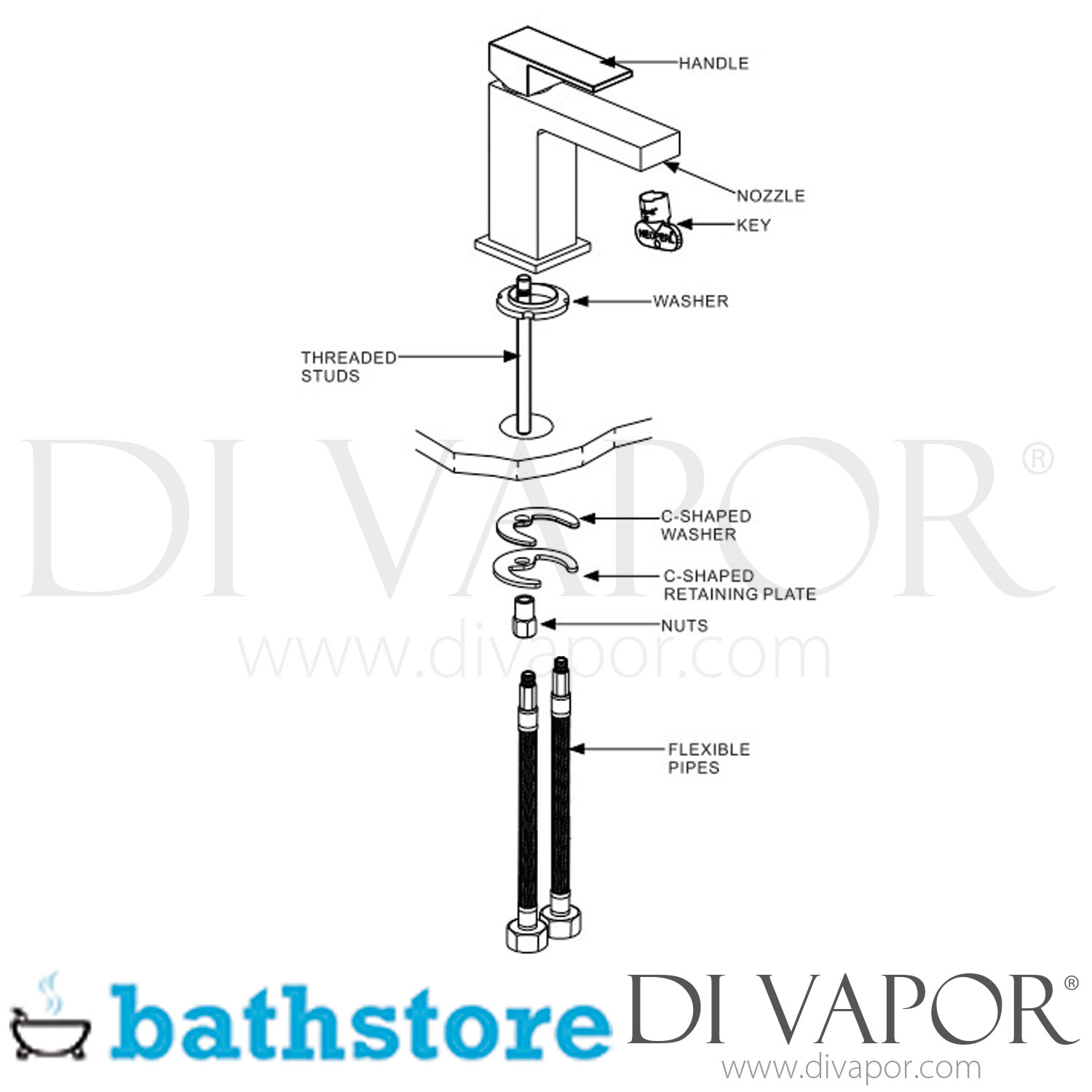 Bathstore Blade Chrome Mini Mono Basin Mixer Tap Spare Parts - B DV 104