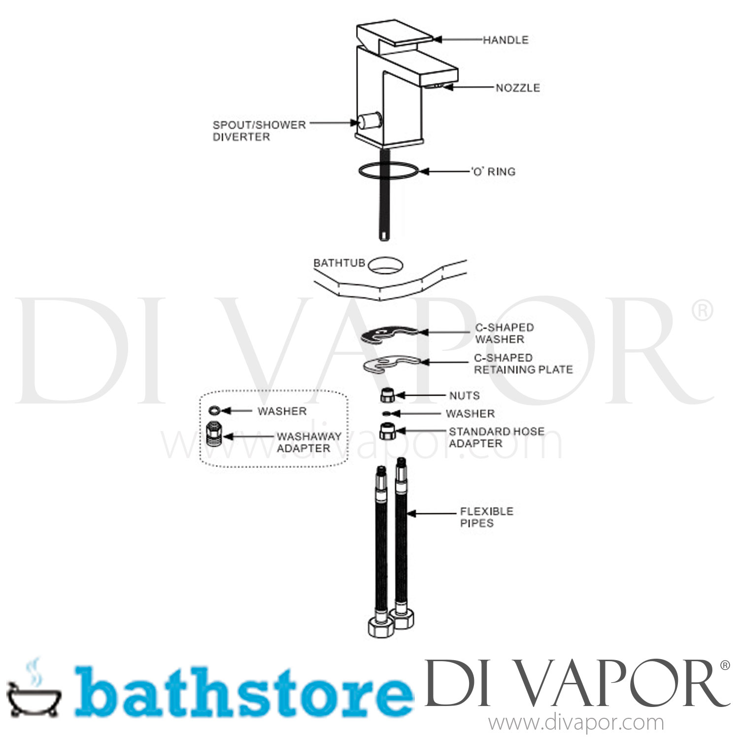 Bathstore Blade Chrome Mono Mounted Shower Mixer Tap Spare Parts - B DV 105