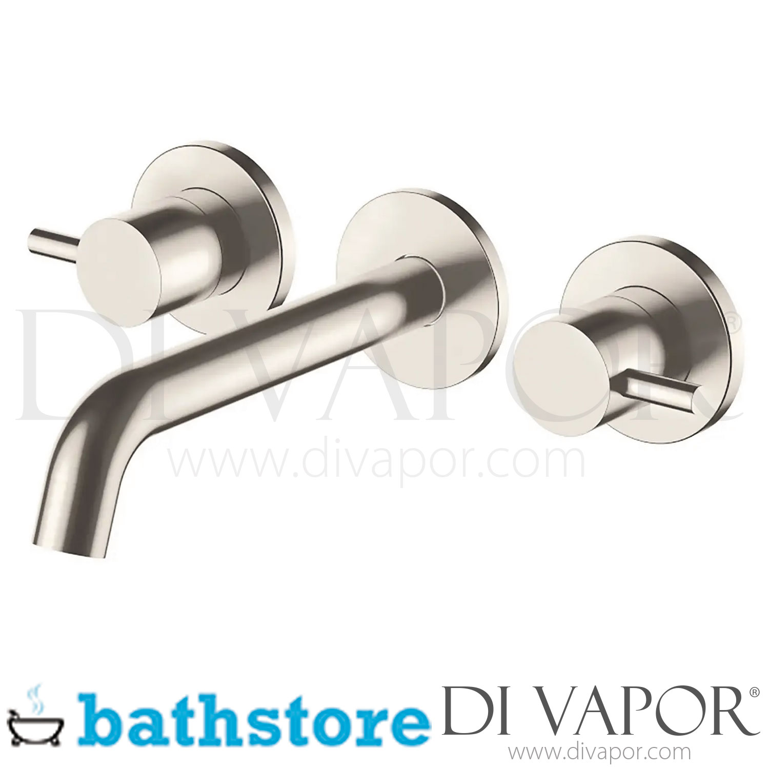 Bathstore Forge Stainless Steel 3 Hole Wall Mounted Basin Mixer Taps ...