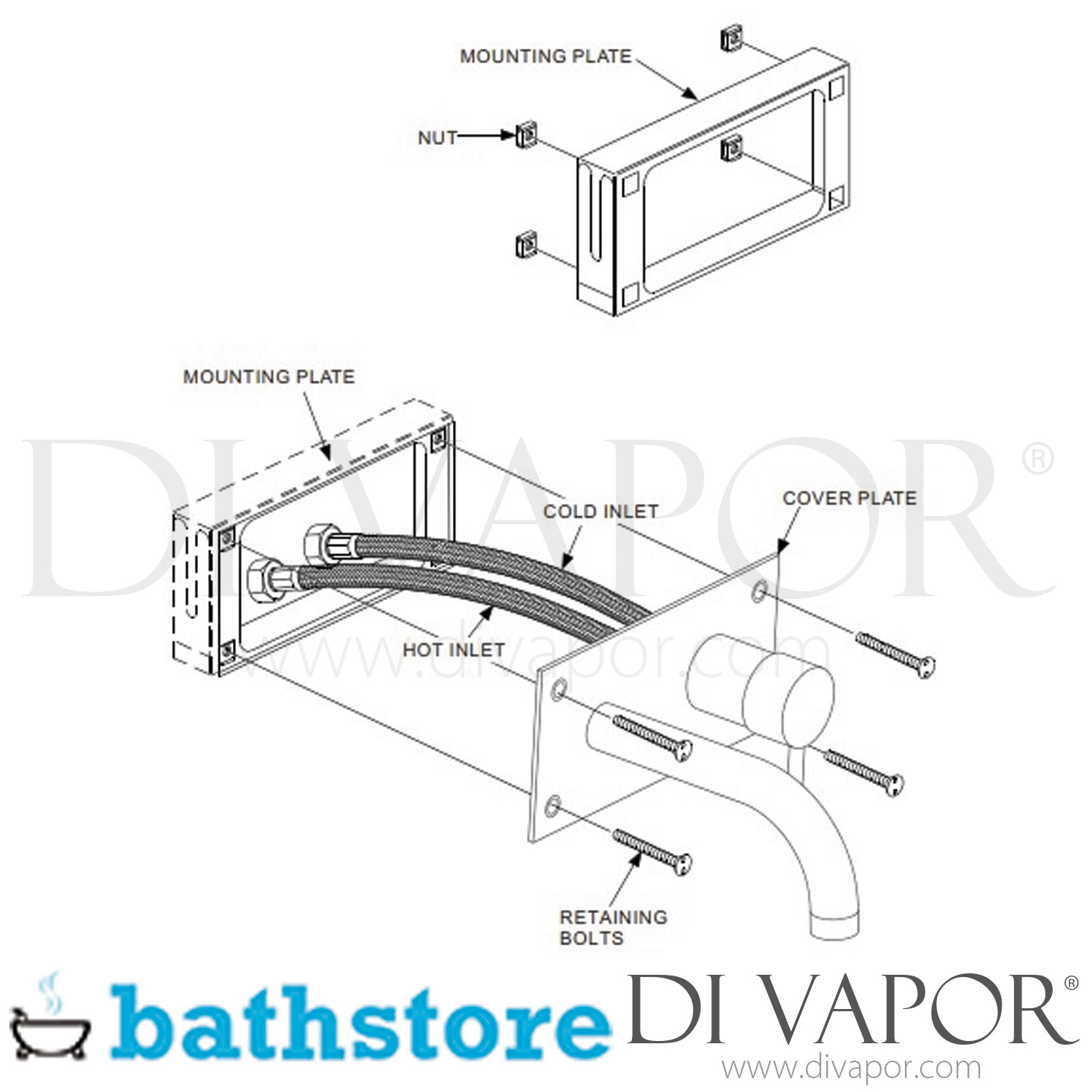 Bathstore Metro Chrome Wall Mounted Bath Spout Tap Spare Parts - B DV 154