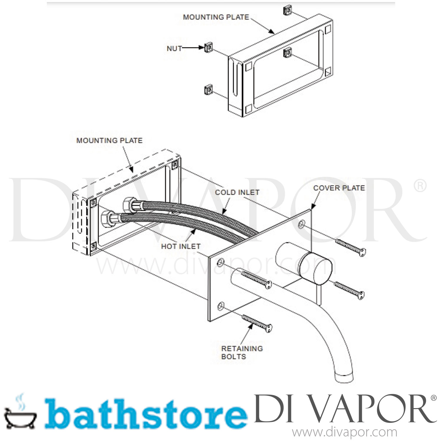 Bathstore Metro Chrome Wall Mounted Basin Mixer Tap Spare Parts - B DV 155